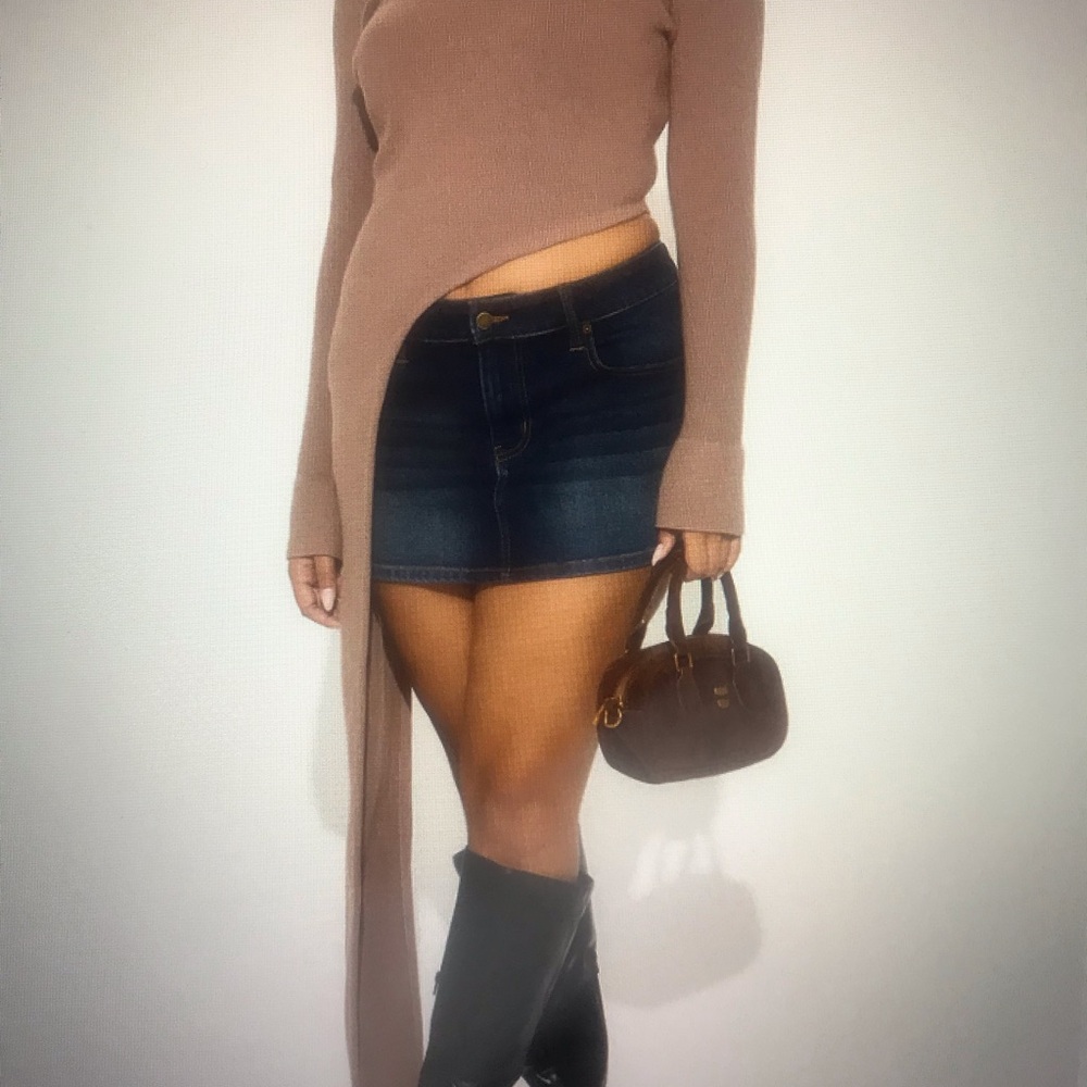 Fashion Nova Taupe Asymmetric Turtleneck Neck Sweater